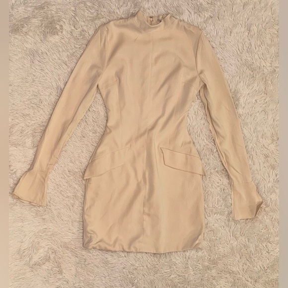 NWOT House of CB 'Mahalia' Vintage Cream Long Sleeves Mini Dress sz XS TALL - Picture 5 of 9